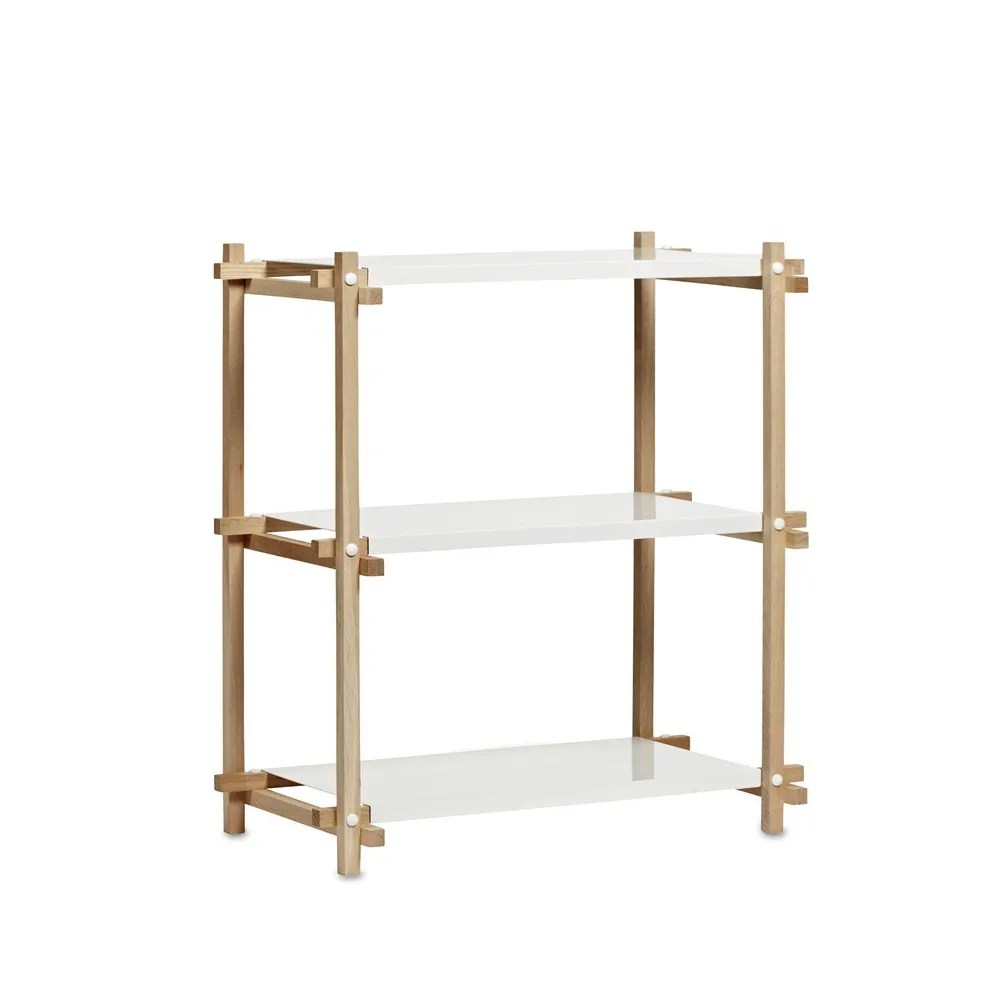 Mensola Woody Column, Oak-white lacquered shelf, low HAY