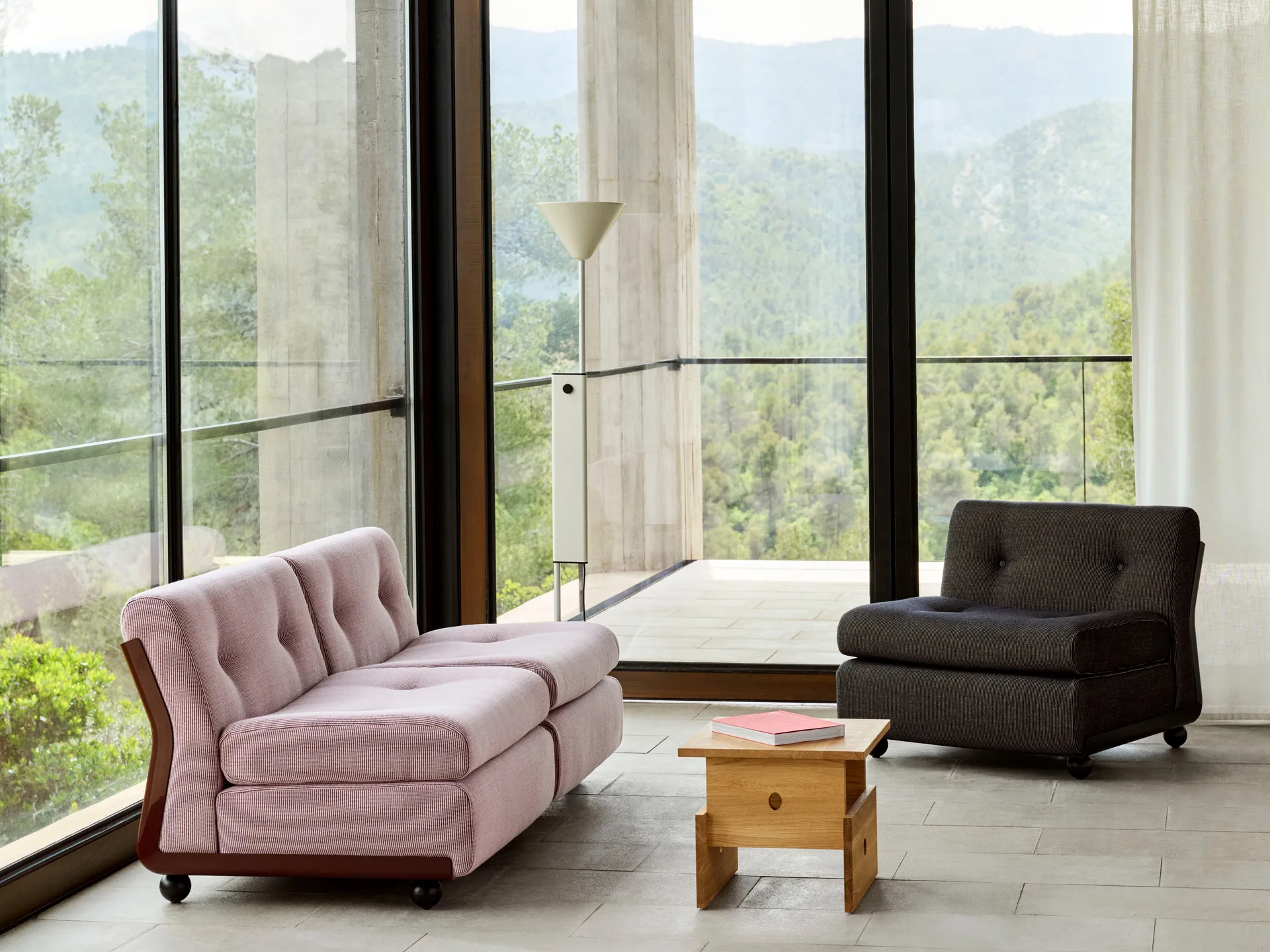 Modulo divano Amanta, Anthracite-turf blue red mélange, 1-posto/poltrona HAY