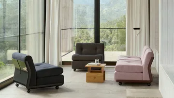 Modulo divano Amanta - Anthracite-turf blue red mélange, 1-posto/poltrona - HAY