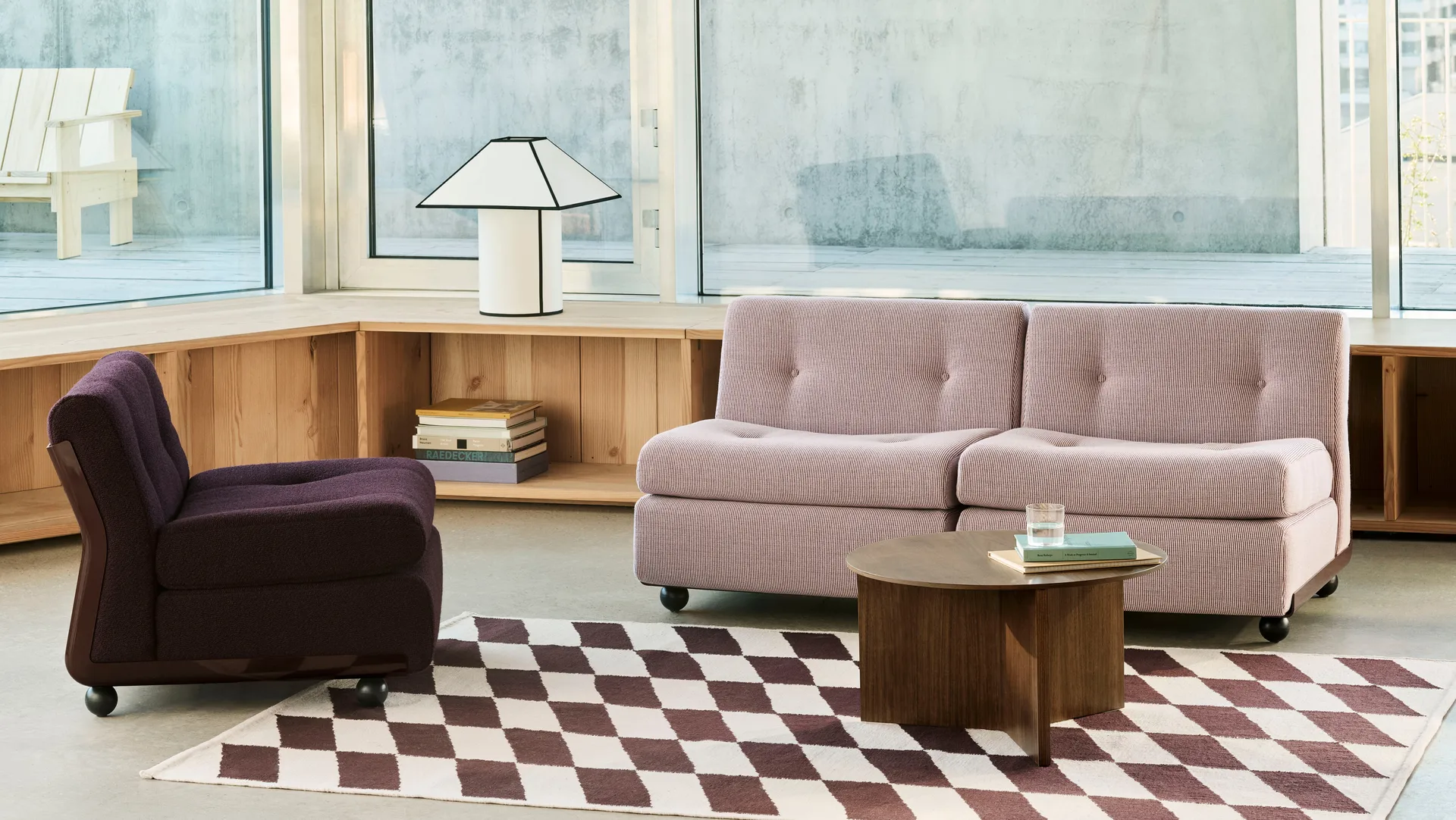 Modulo divano Amanta, Burgundy red-yuma 1851, 2 posti HAY