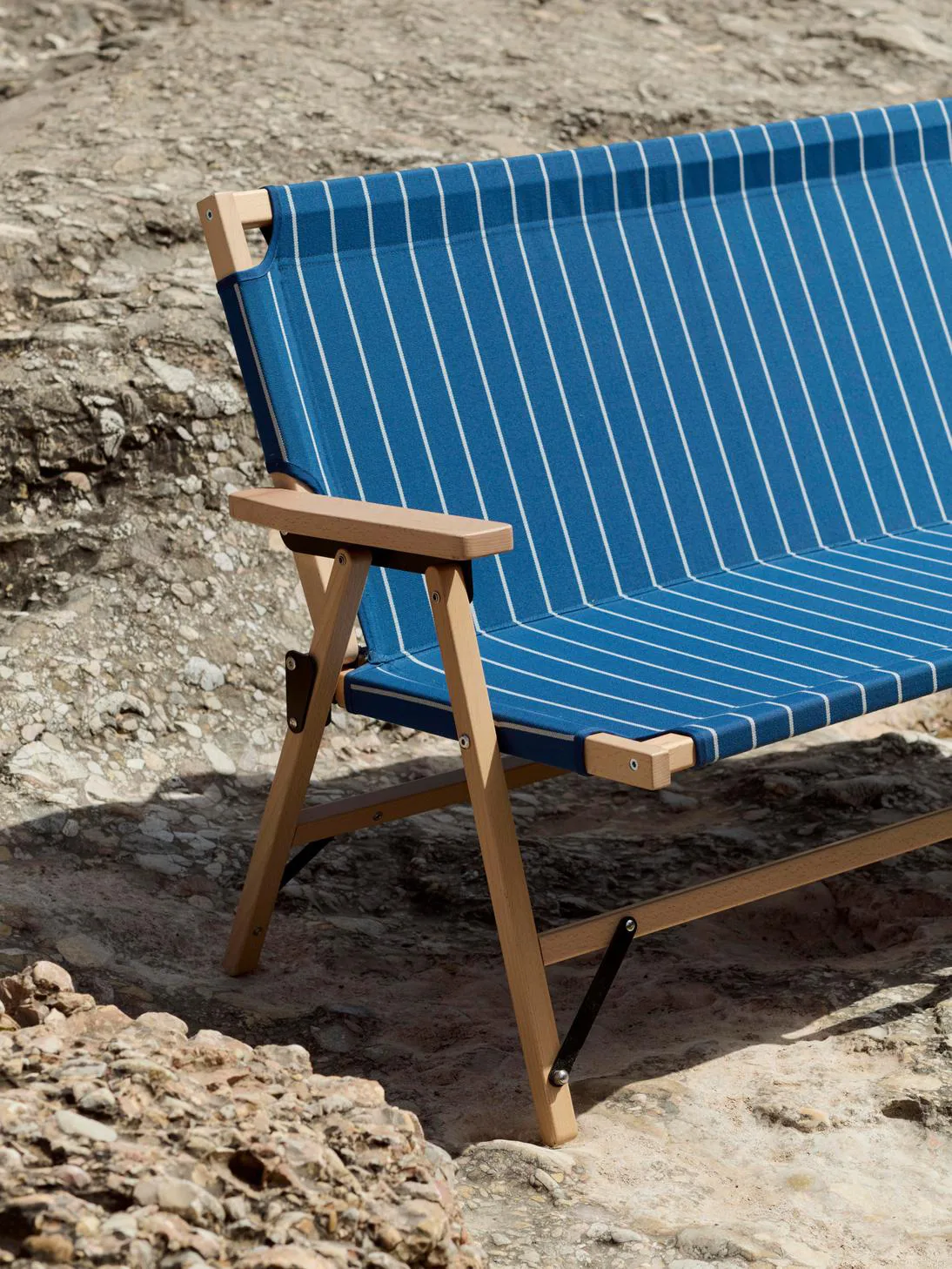 Outdoor Market divano pieghevole, Blue-beige, 2 posti HAY