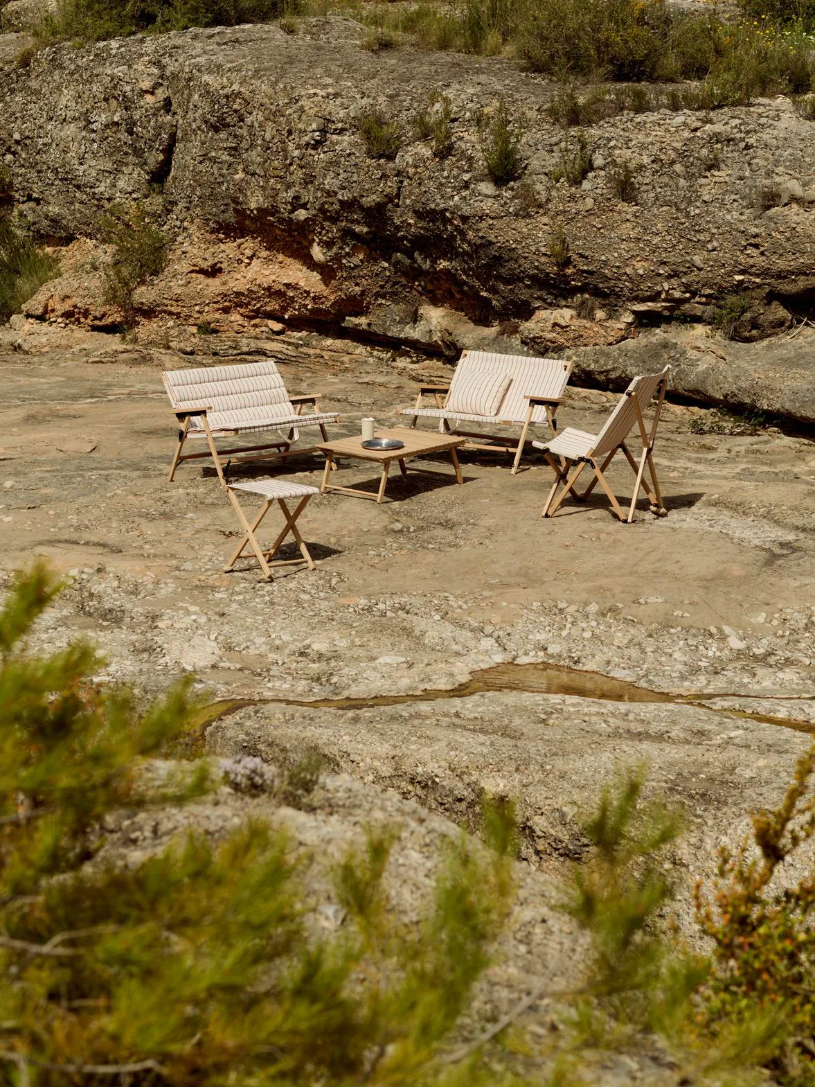 Outdoor Market sgabello pieghevole, Beige-rosso HAY