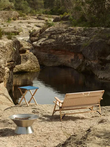 Outdoor Market sgabello pieghevole - Blue-beige - HAY