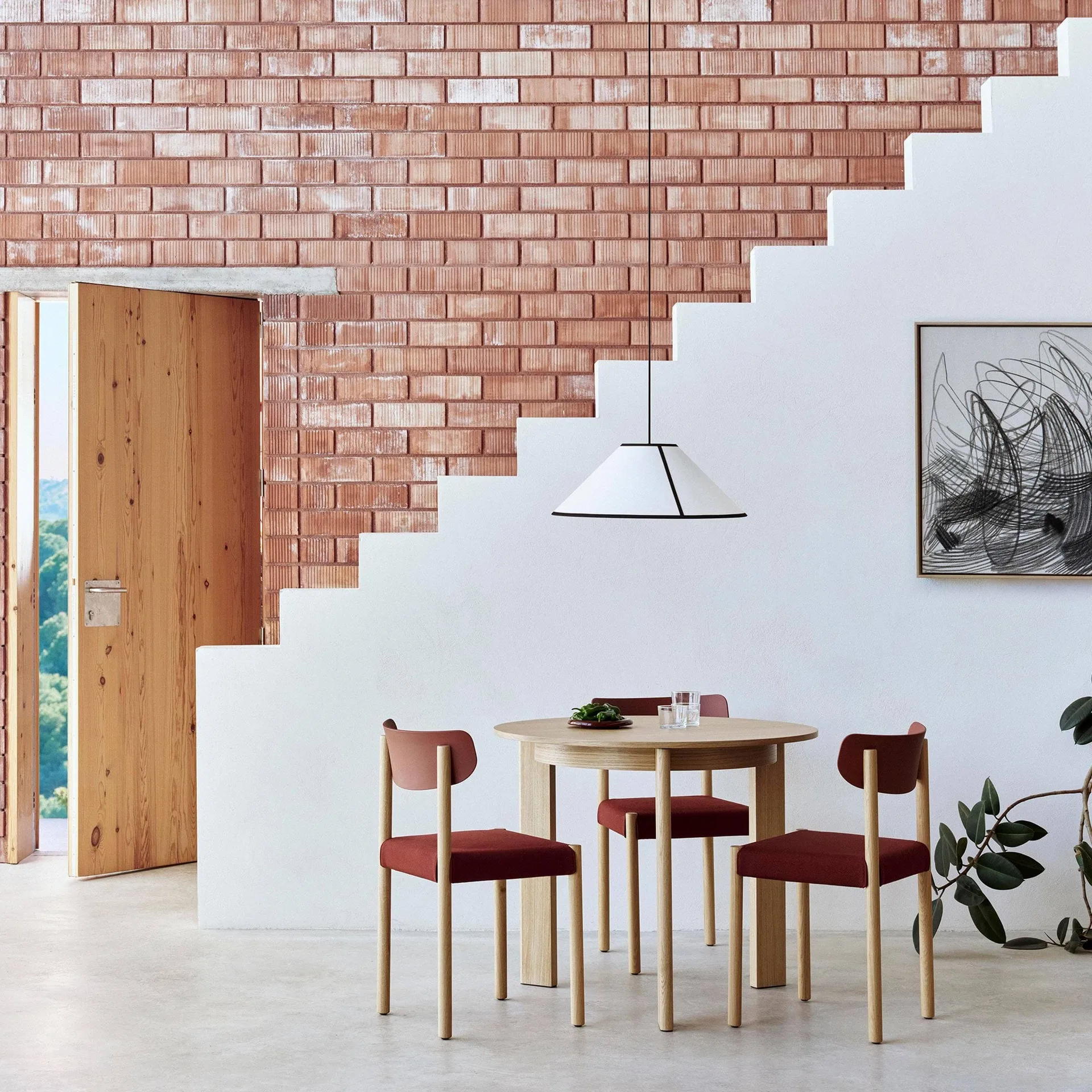 Pack Chair 11 sedia, Rovere oliato-hull red-Steelcut 655 HAY