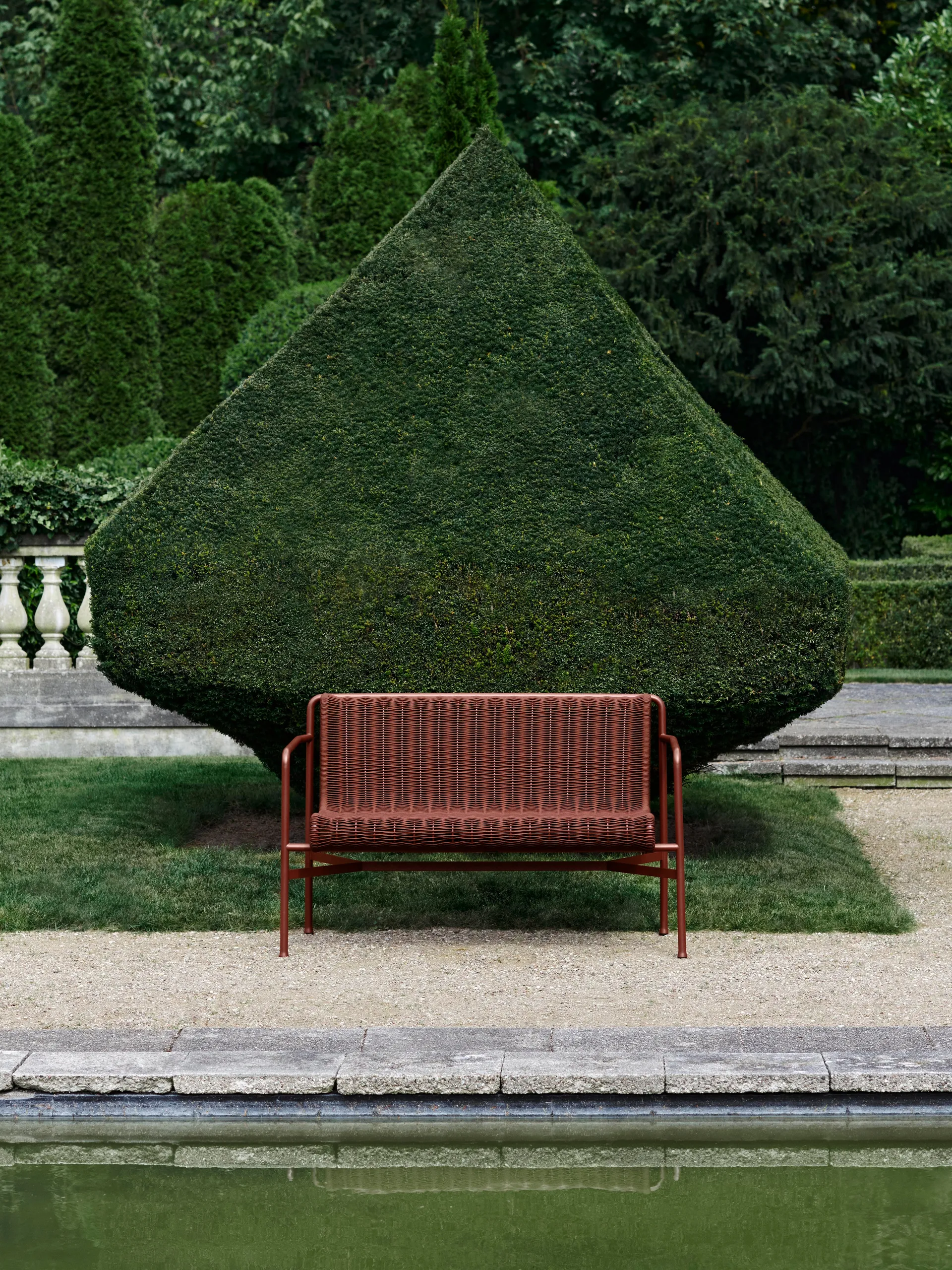 Panca con braccioli Palissade Cord Dining, Iron red HAY