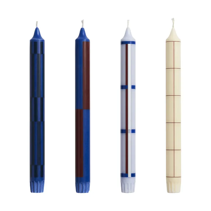 Pattern candele mix 4-pack - Blue-silver - HAY