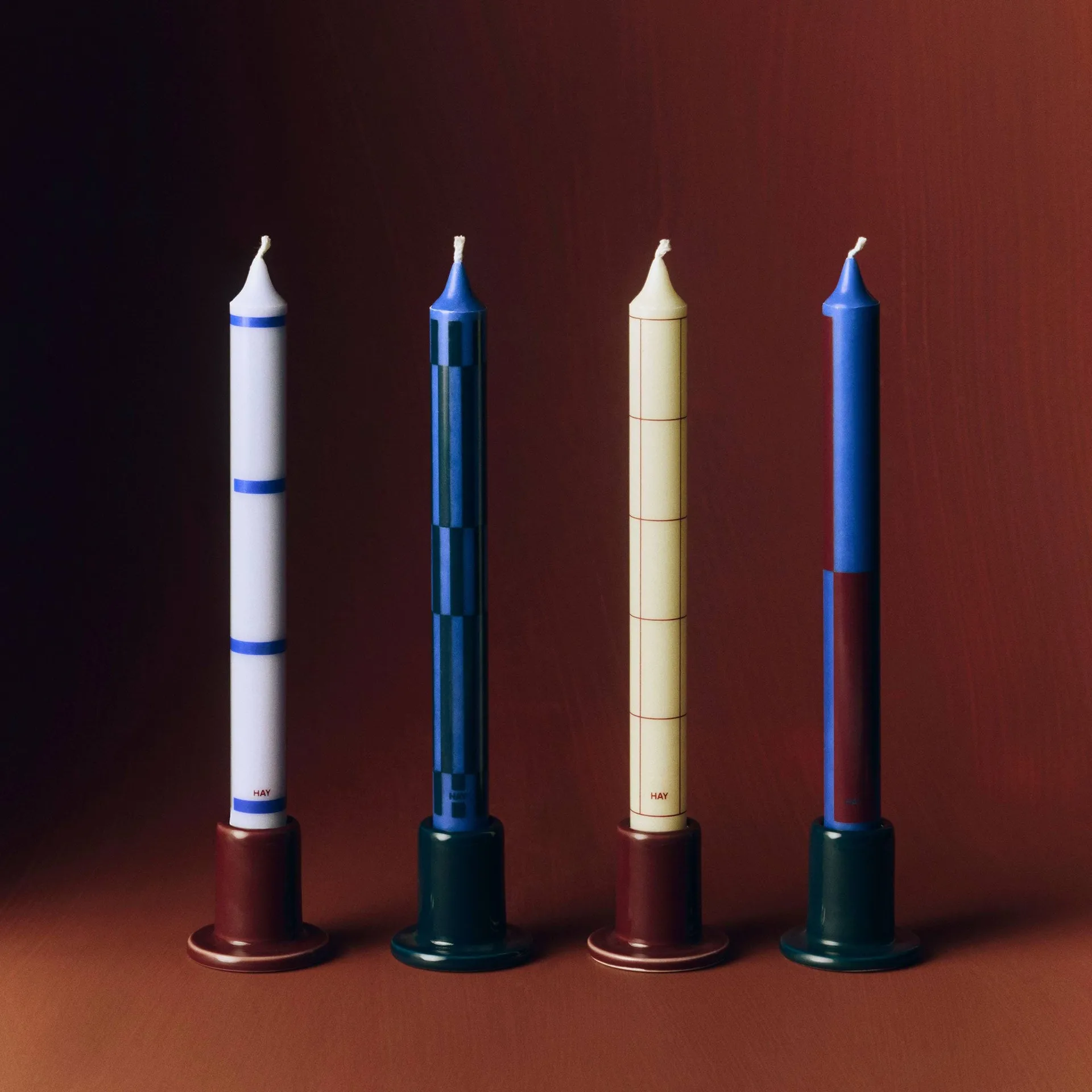 Pattern candele mix 4-pack, Blue-silver HAY