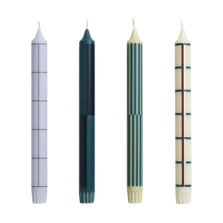 Pattern candele mix 4-pack - Green-silver - HAY