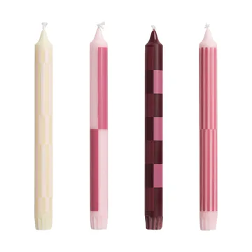 Pattern candele mix 4-pack - Pink-bordeaux - HAY