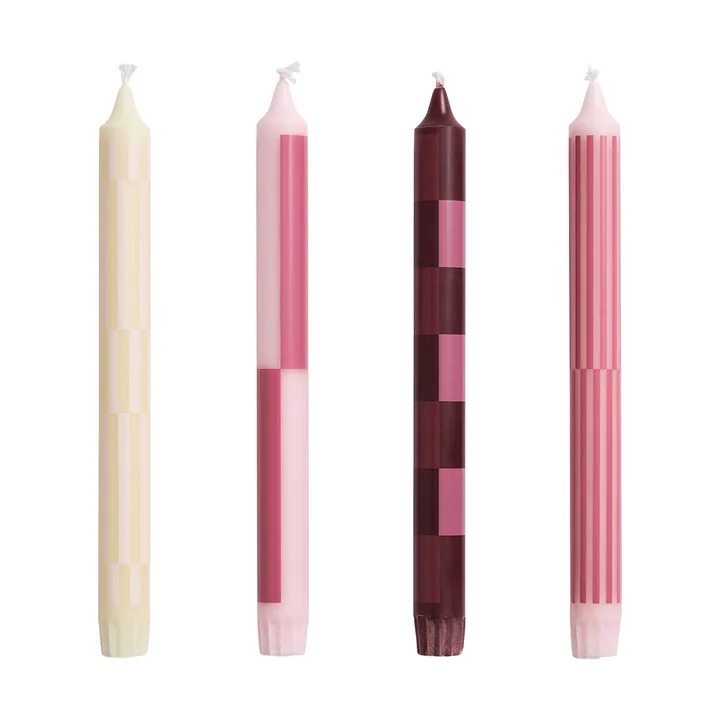 Pattern candele mix 4-pack - Pink-bordeaux - HAY
