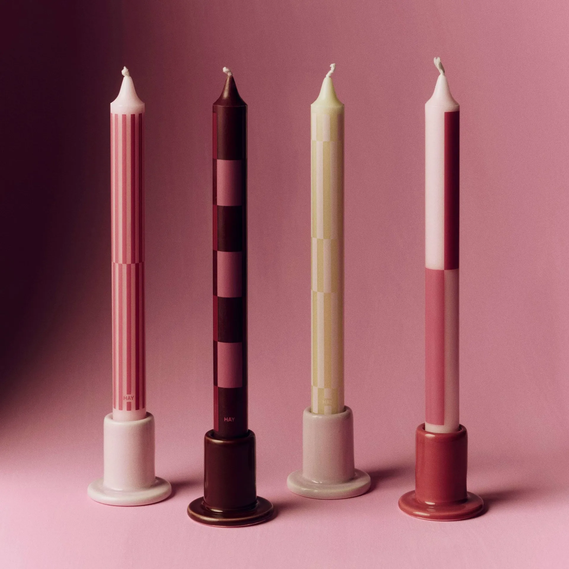Pattern candele mix 4-pack, Pink-bordeaux HAY