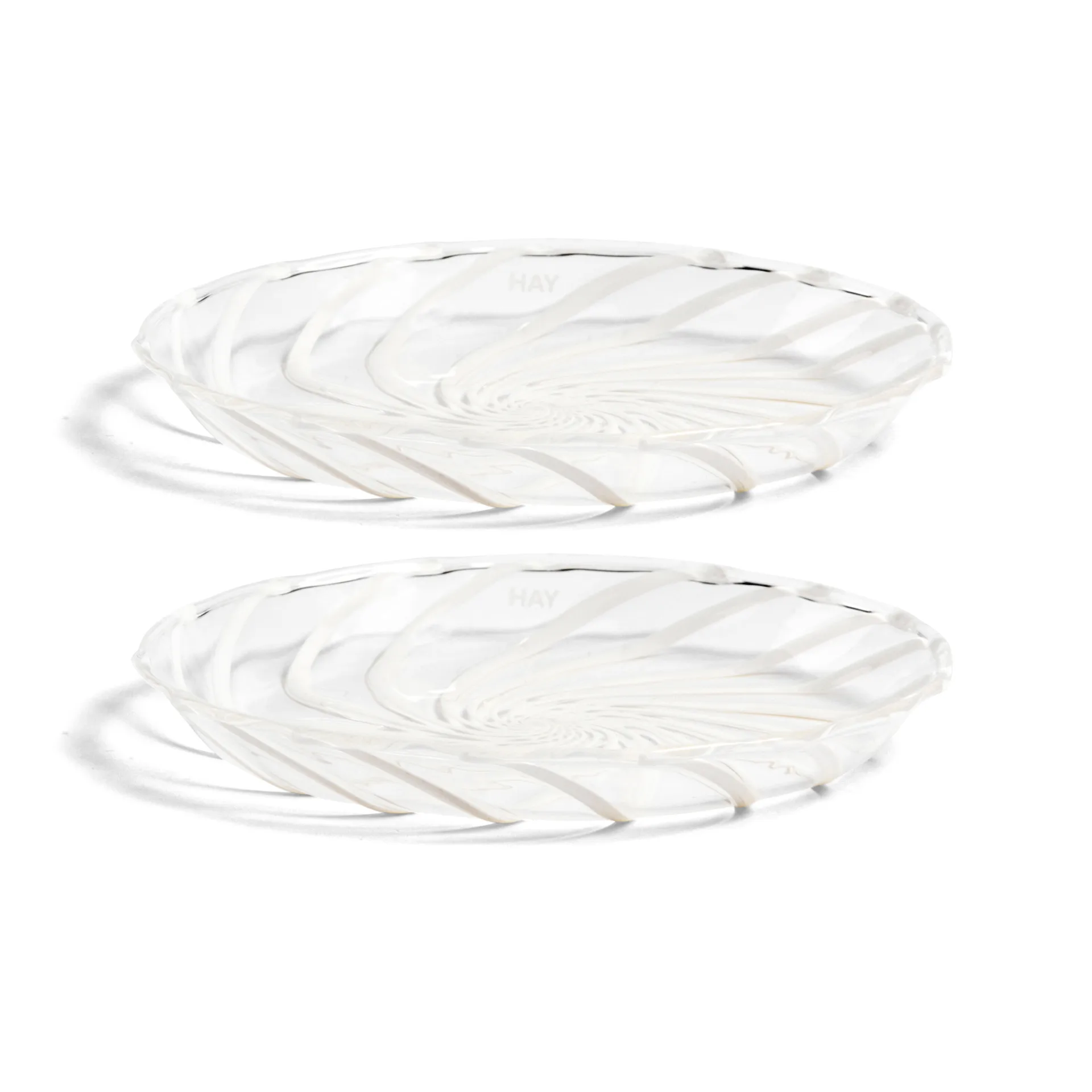 Piattino Ø 11 cm Spin confezione da 2, Trasparente-righe bianche HAY