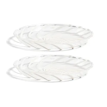 Piattino Ø 11 cm Spin confezione da 2 - Trasparente-righe bianche - HAY