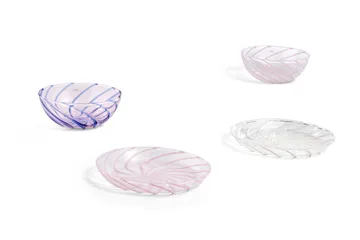 Piattino Ø 11 cm Spin confezione da 2 - Trasparente-righe bianche - HAY