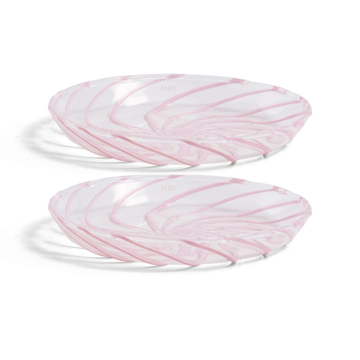 Piattino Ø 11 cm Spin confezione da 2 - Trasparente-righe rosa - HAY