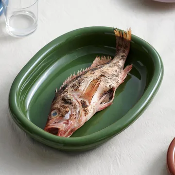 Piatto da portata ovale Barro - Green, large 27x36 cm - HAY