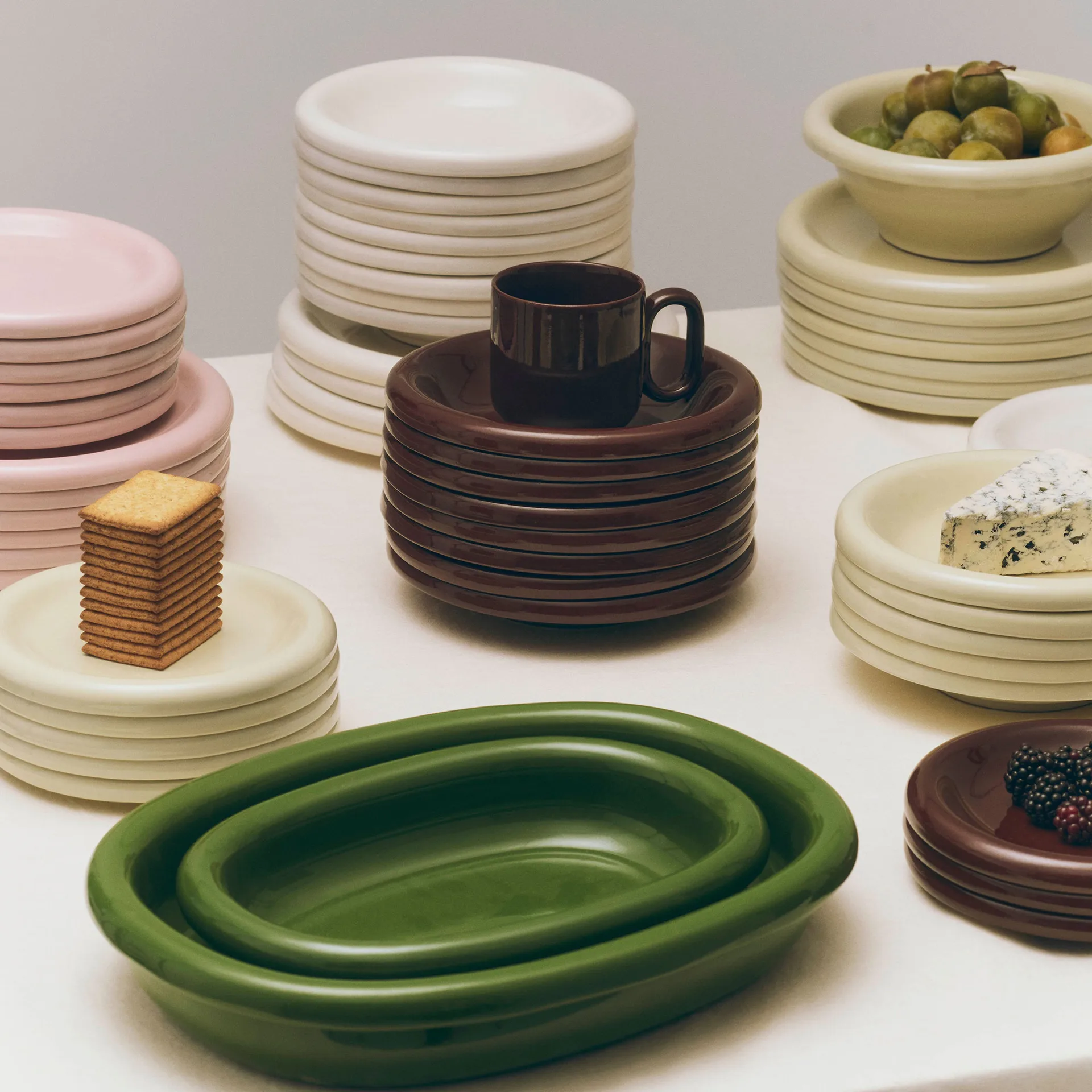 Piatto da portata ovale Barro, Green, small 20x27,5 cm HAY