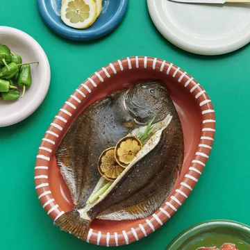 Piatto da portata ovale Barro large 27×36 cm - Naturale a strisce - HAY