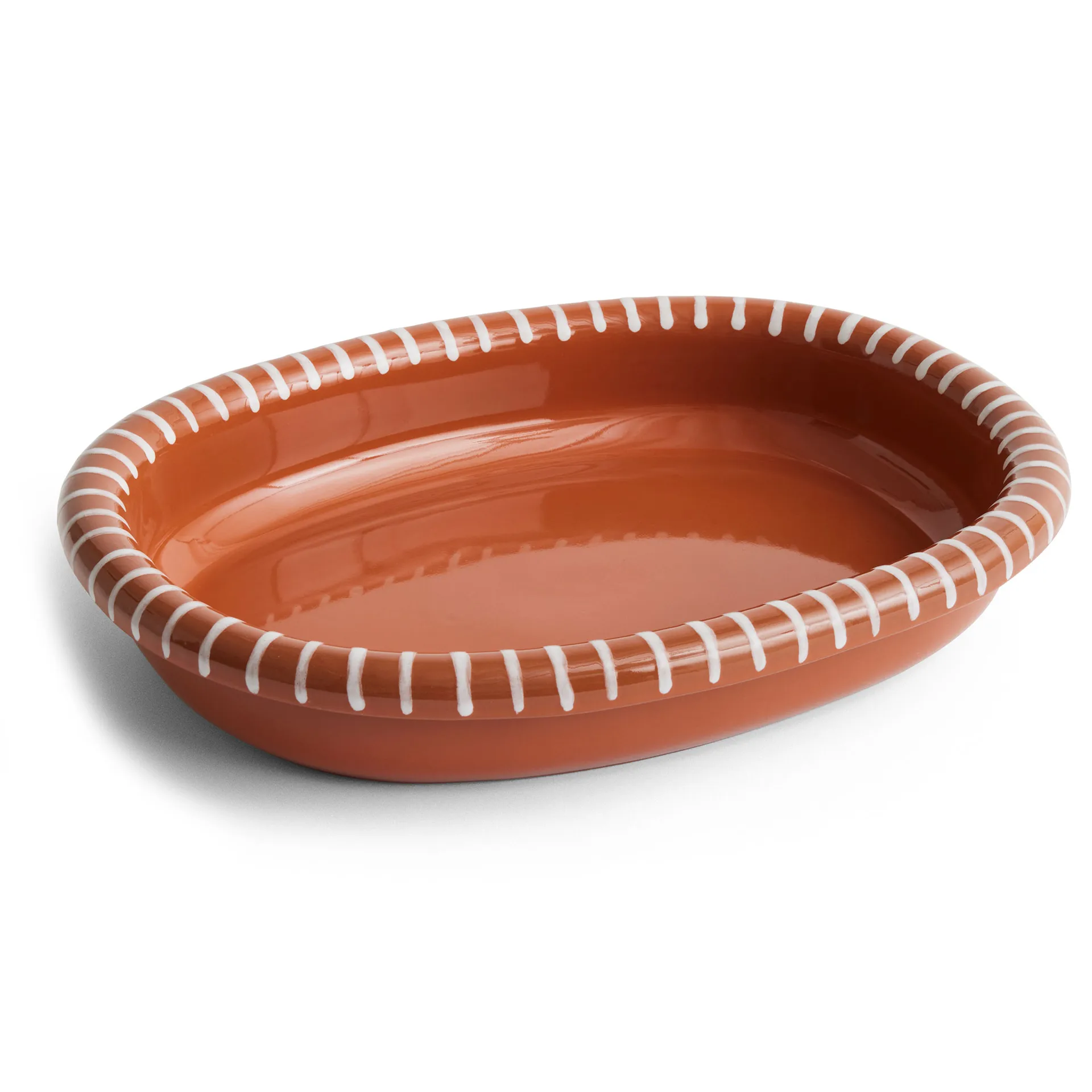 Piatto da portata ovale Barro, Natural with stripes, large 27x36 cm HAY