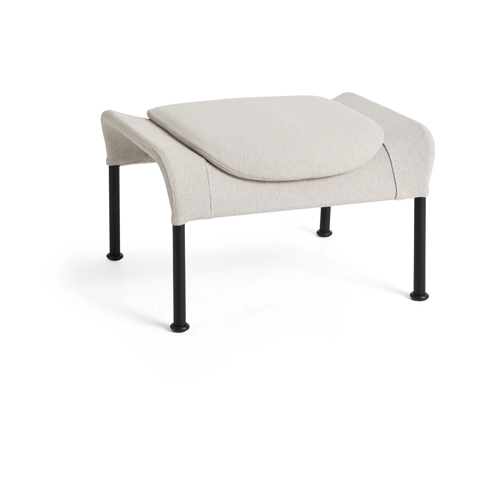 Poggiapiedi O2 Ottoman , Soft light grey-verniciato nero acciaio HAY