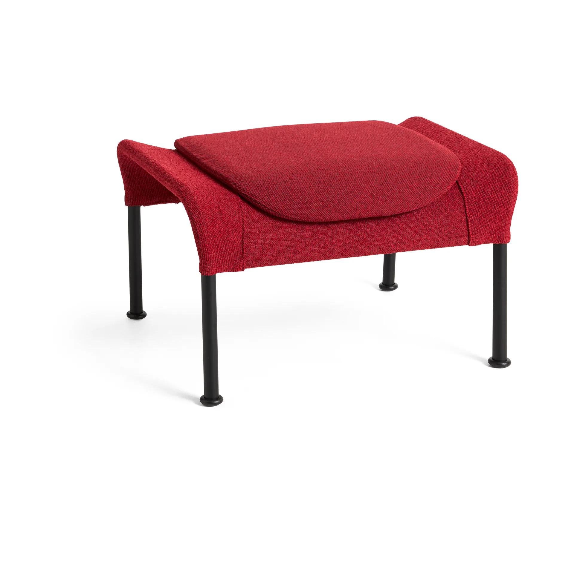 Poggiapiedi O2 Ottoman , Soft red-verniciato in nero acciaio HAY