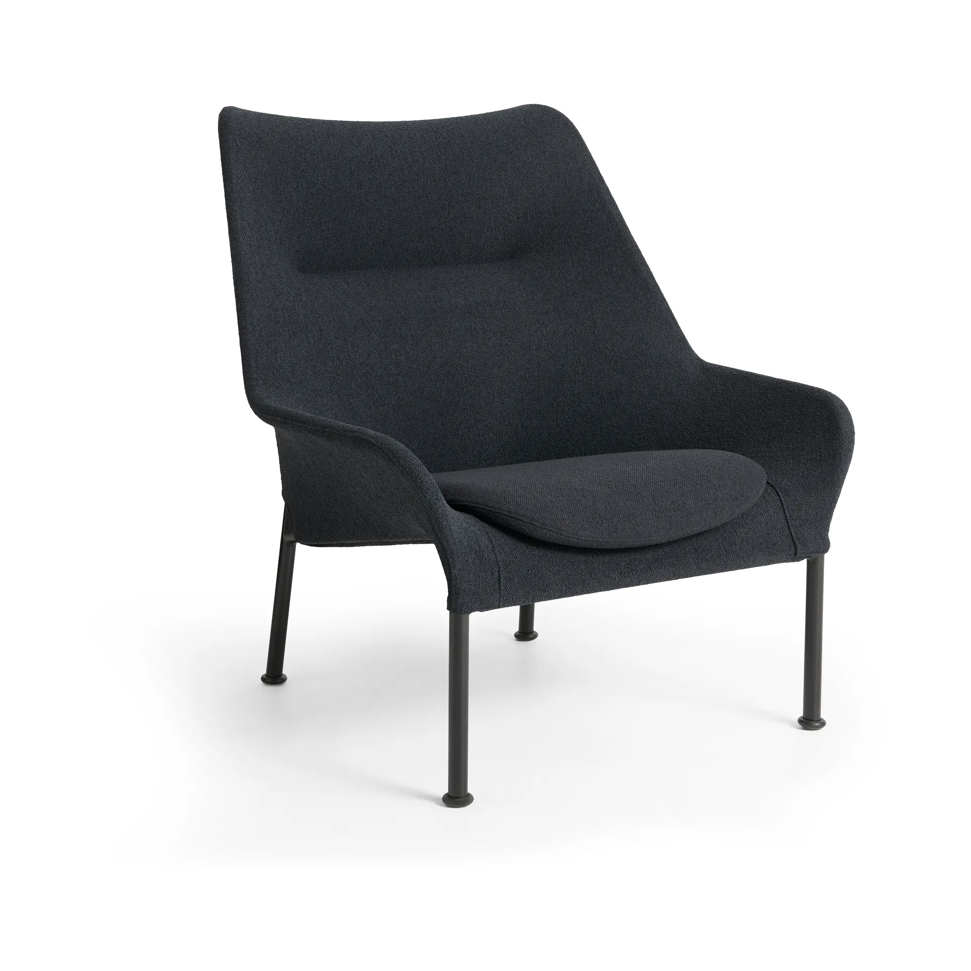Poltrona O2 Lounge Chair, Soft black-verniciato nero acciaio HAY