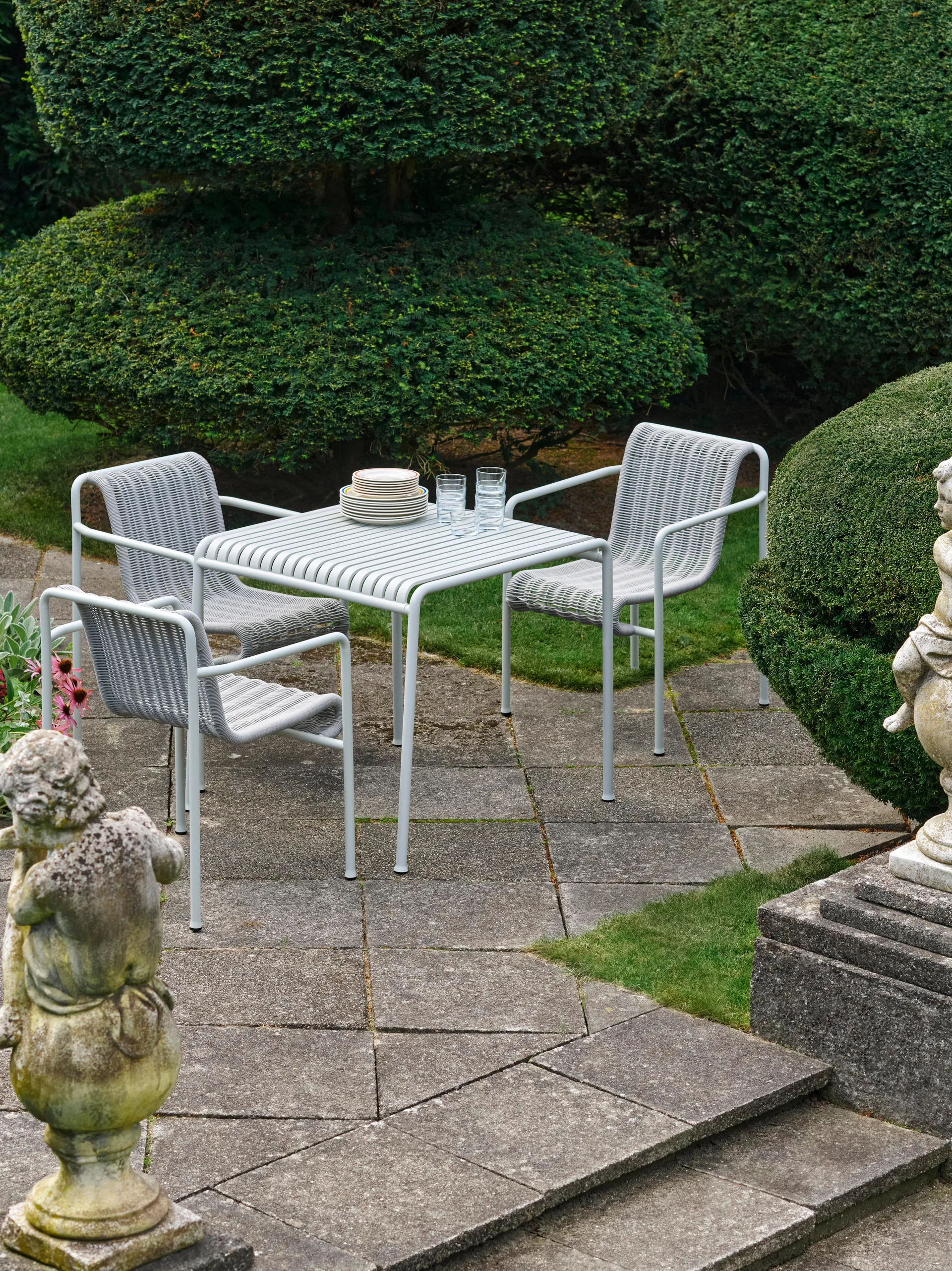 Sedia con braccioli Palissade Cord Dining, Sky grey HAY