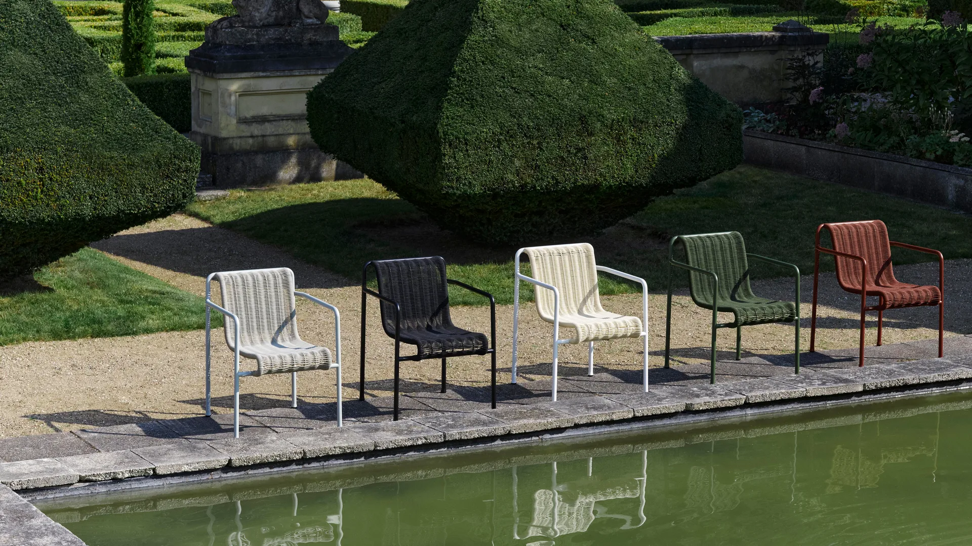 Sedia con braccioli Palissade Cord Dining, Sky grey HAY