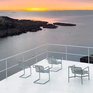 Sedia da pranzo con braccioli Palissade Cantilever - Acciaio zincato a caldo - HAY