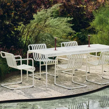 Sedia da pranzo con braccioli Palissade Cantilever - Cream white - HAY