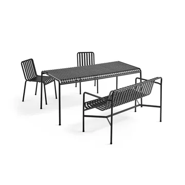 Set da pranzo Palissade 2 sedie + panca 170x90 cm - Anthracite - HAY
