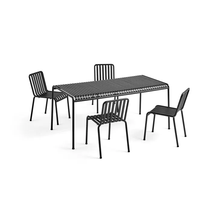 Set da pranzo Palissade 4 sedie 170x90 cm - Anthracite - HAY