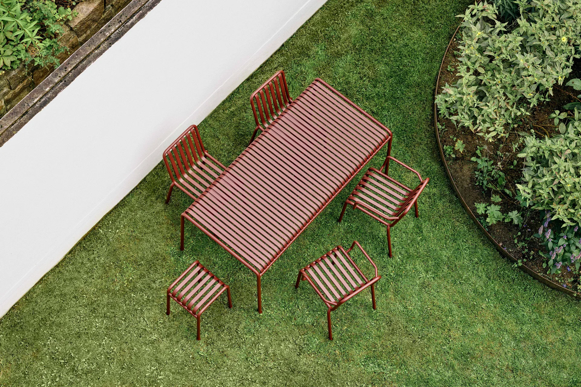 Set da pranzo Palissade 4 sedie 170x90 cm - Iron red,  HAY