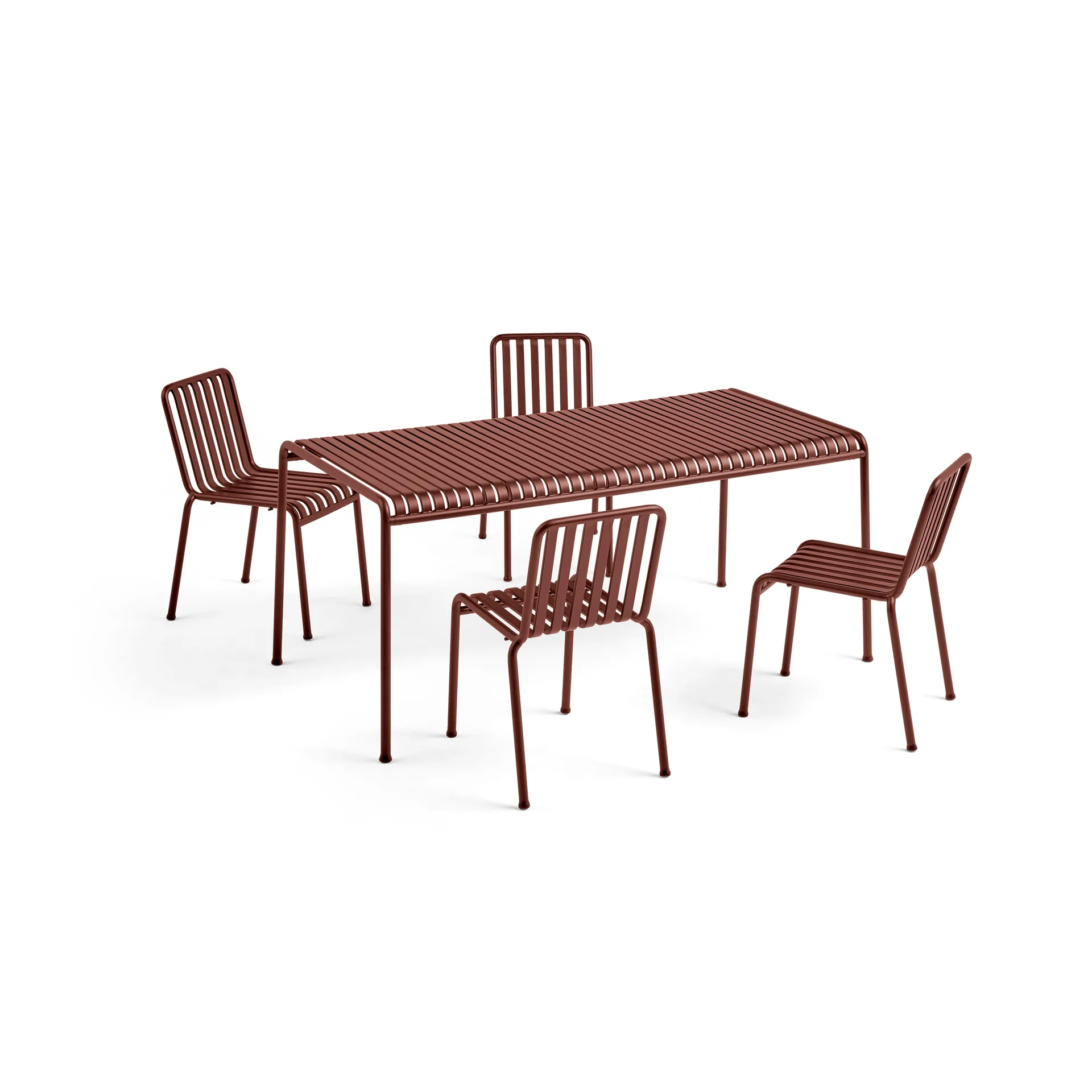 Set da pranzo Palissade 4 sedie 170x90 cm - Iron red HAY