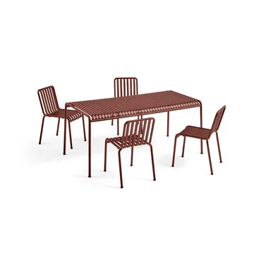 Set da pranzo Palissade 4 sedie 170x90 cm - Iron red - HAY