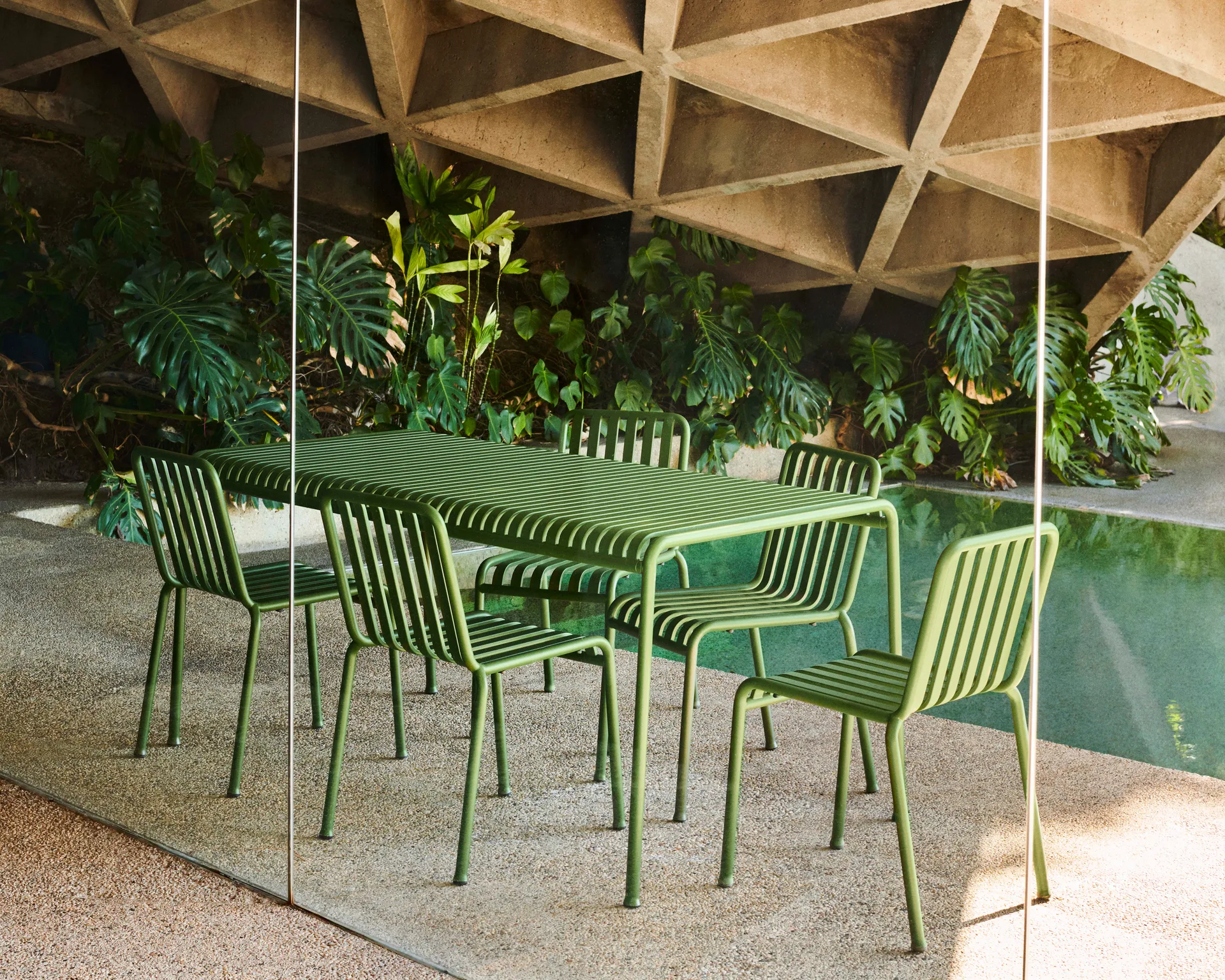 Set da pranzo Palissade 4 sedie 170x90 cm - Olive,  HAY