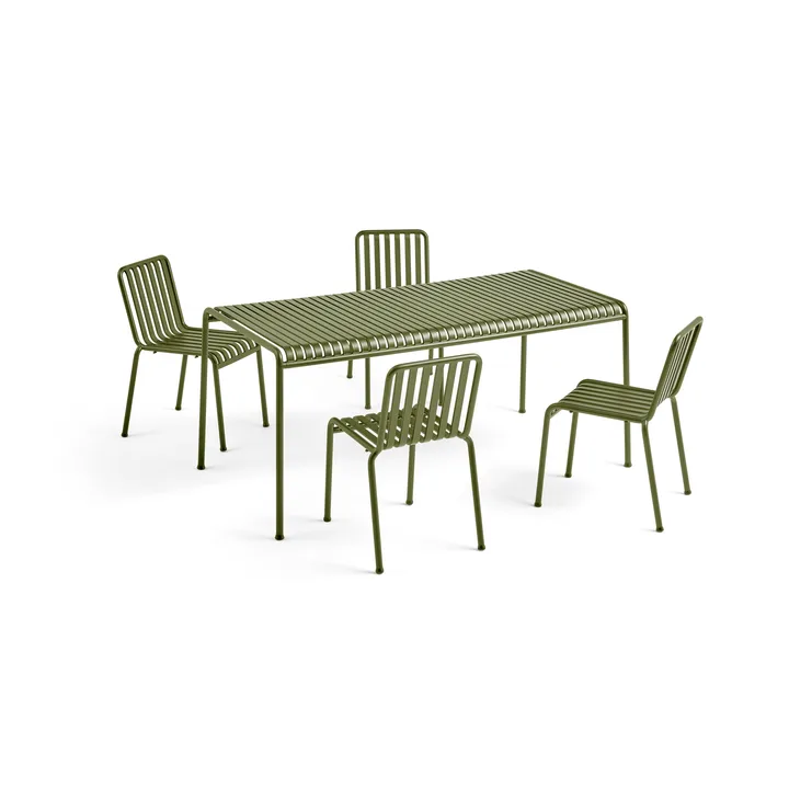 Set da pranzo Palissade 4 sedie 170x90 cm - Olive - HAY