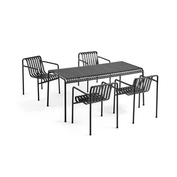 Set da pranzo Palissade 4 sedie con braccioli 170x90 cm - Anthracite - HAY
