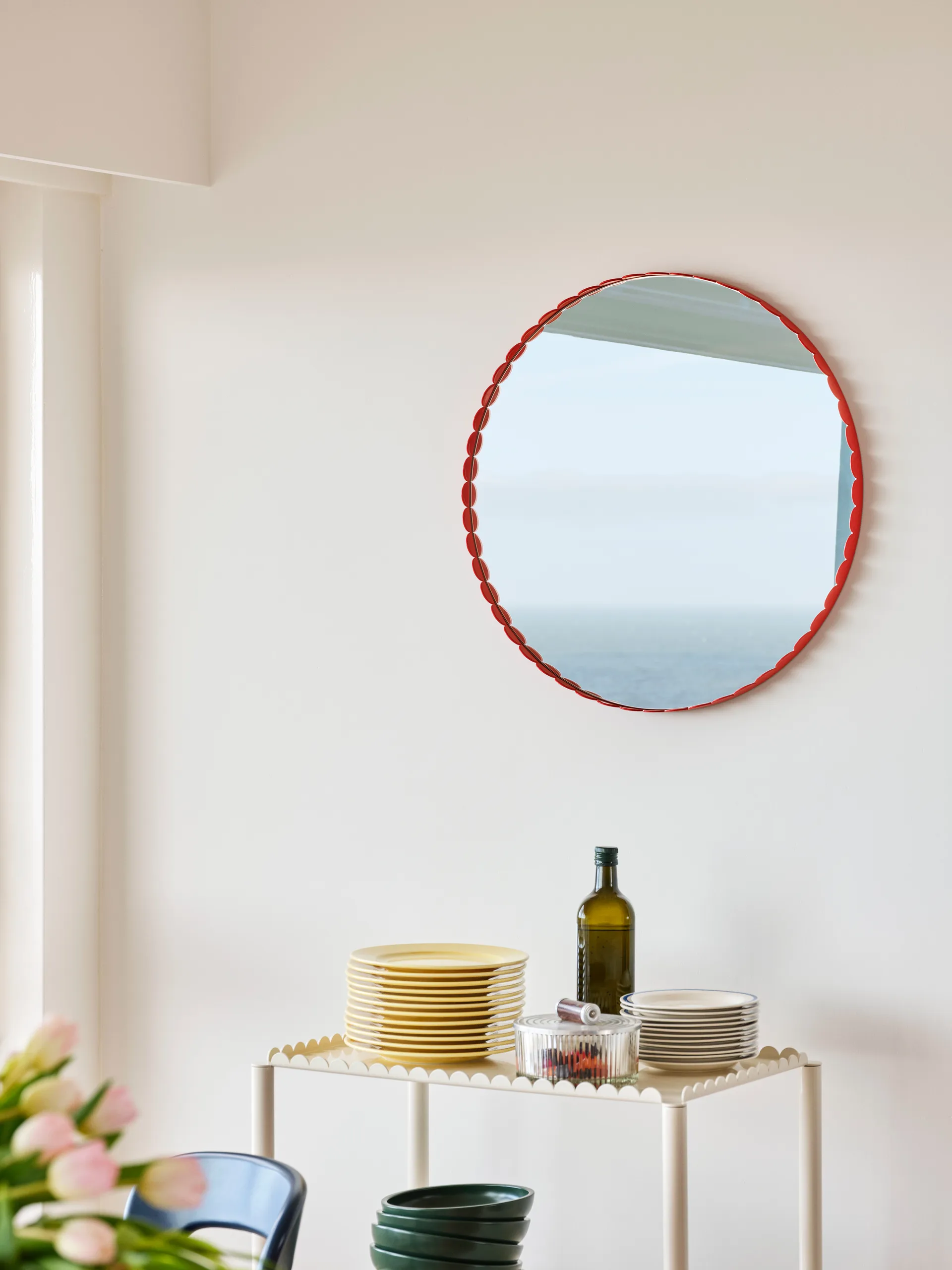Specchio Arcs Mirror, Ø 60 cm, Rosso HAY