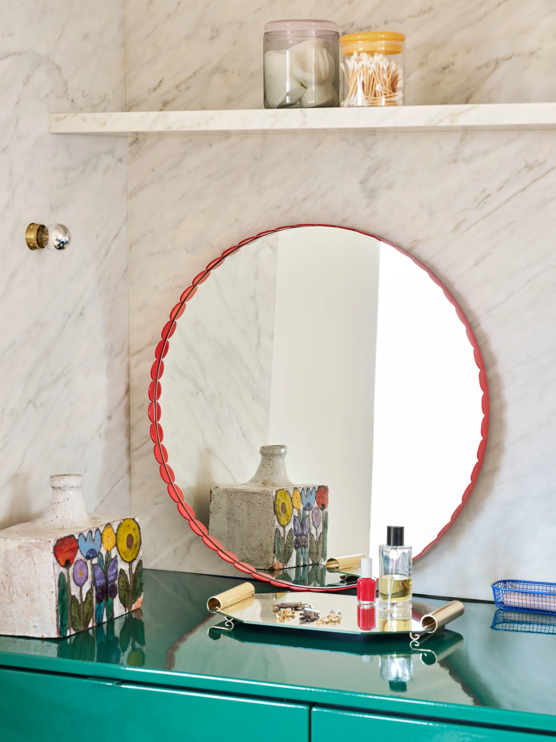 Specchio Arcs Mirror, Ø 60 cm, Rosso HAY