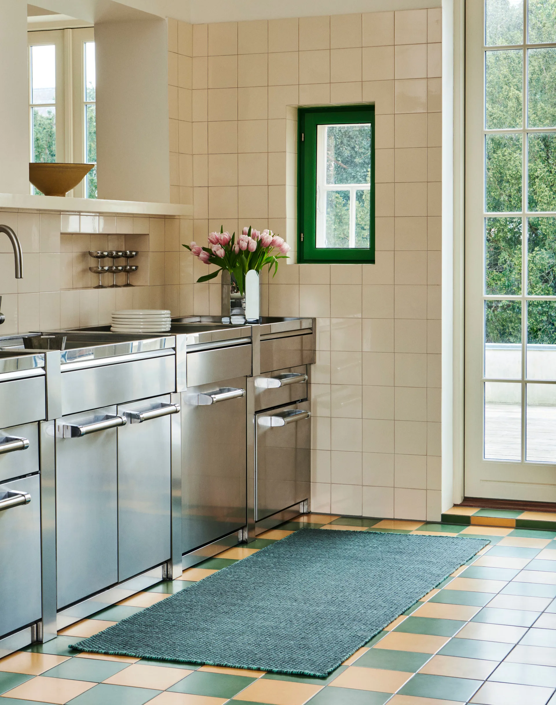 Tappeto kilim Moiré 80x200 cm, Emerald green HAY