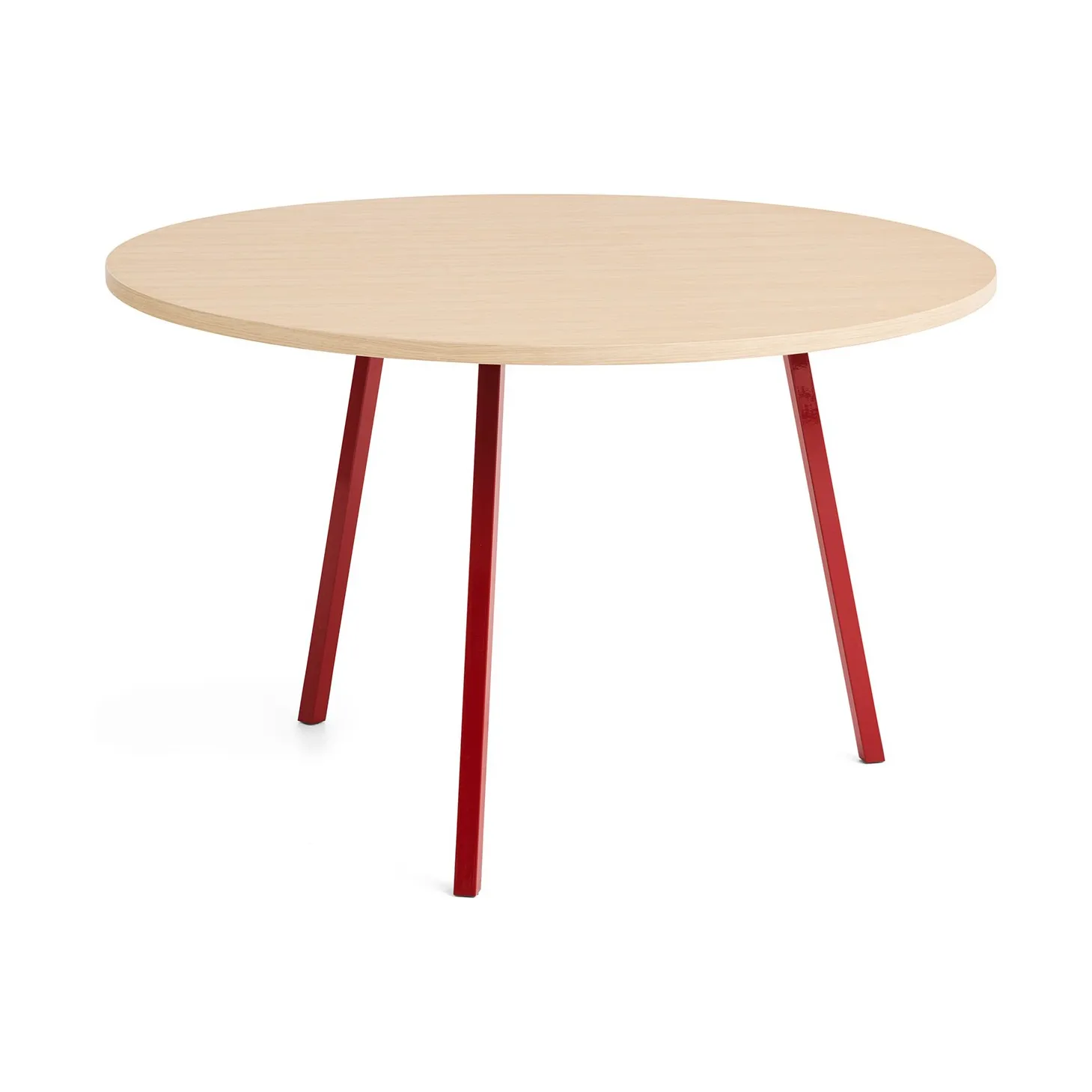 Tavolo da pranzo Loop Stand Ø120 cm, Maroon red-clear lacq. oak HAY