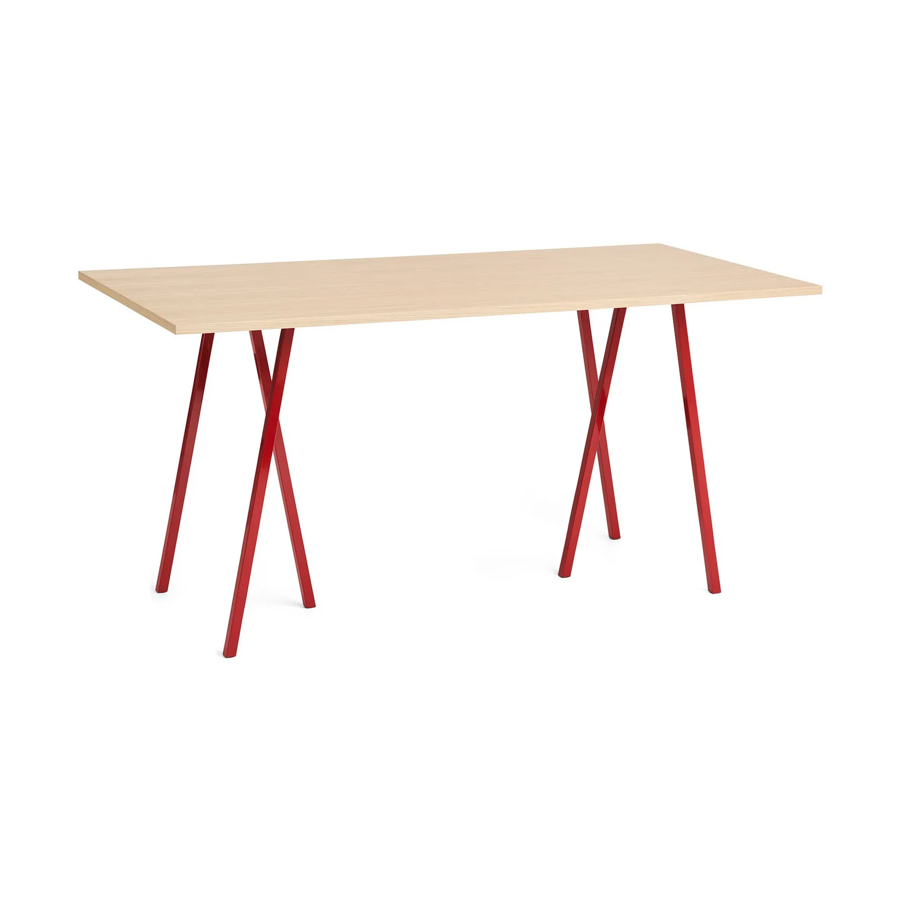 Tavolo da pranzo Loop Stand 92,5x200 cm, Maroon red-clear lacq. oak HAY