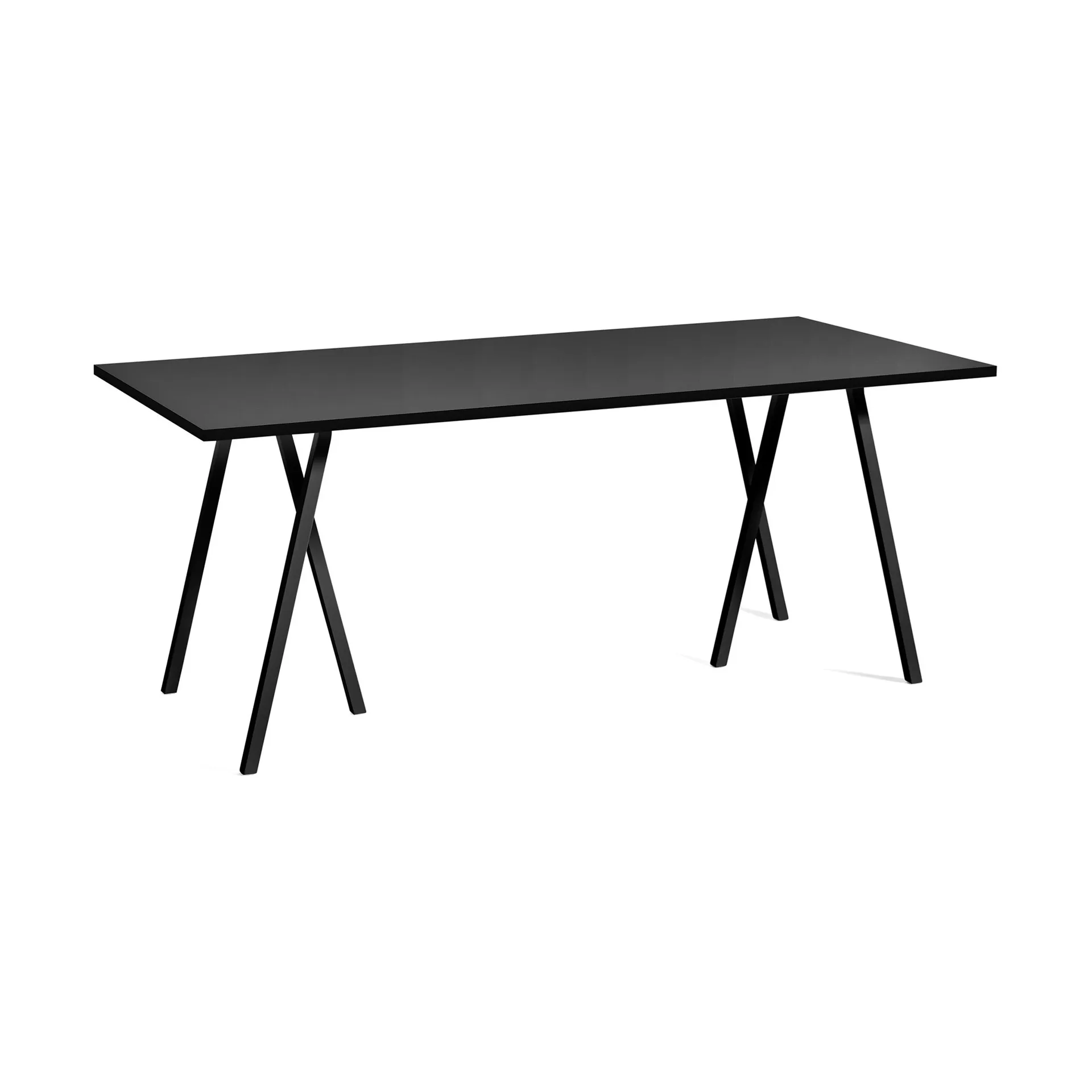 Tavolo da pranzo Loop Stand incl. support 87,5x180 cm, Black-black linoleum-lacq. ash HAY