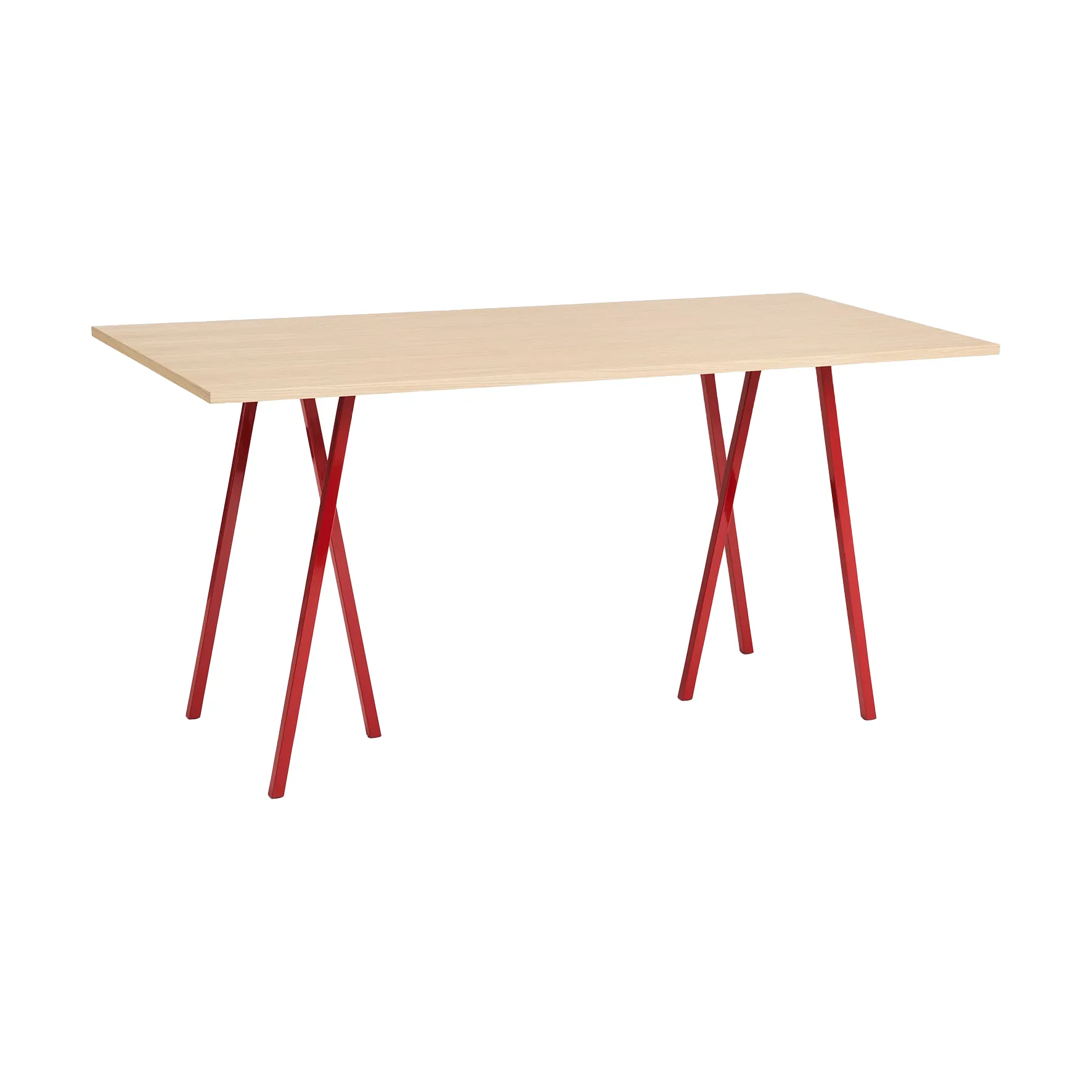 Tavolo da pranzo Loop Stand incl. support 92,5x200 cm, Maroon red-clear lacq. oak HAY