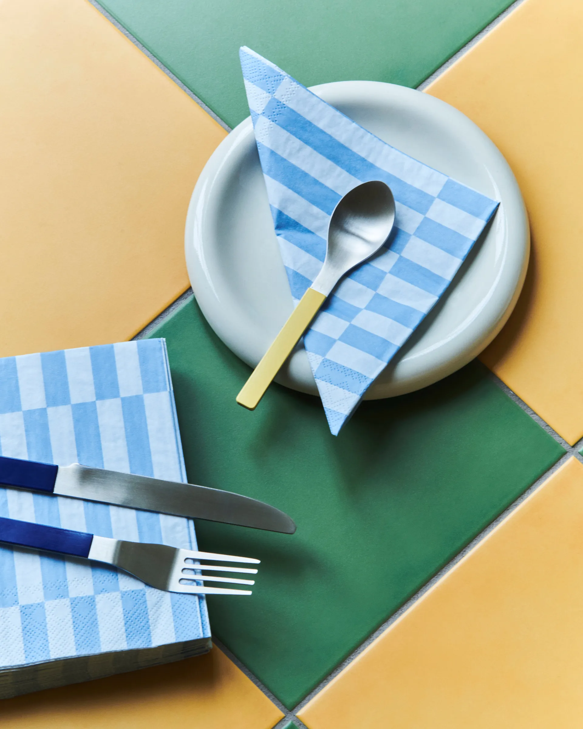 Tovaglioli da pranzo a righe Pattern 33x33 cm, confezione da 20, Light blue-dusty blue pillar HAY