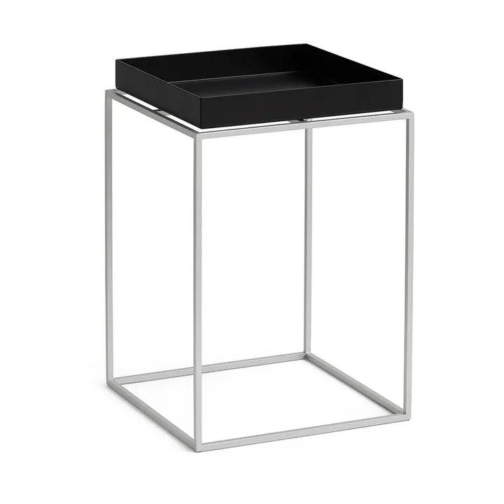 Tray Table tavolino medio - Black-silicone grigio, 30x30x44 cm - HAY