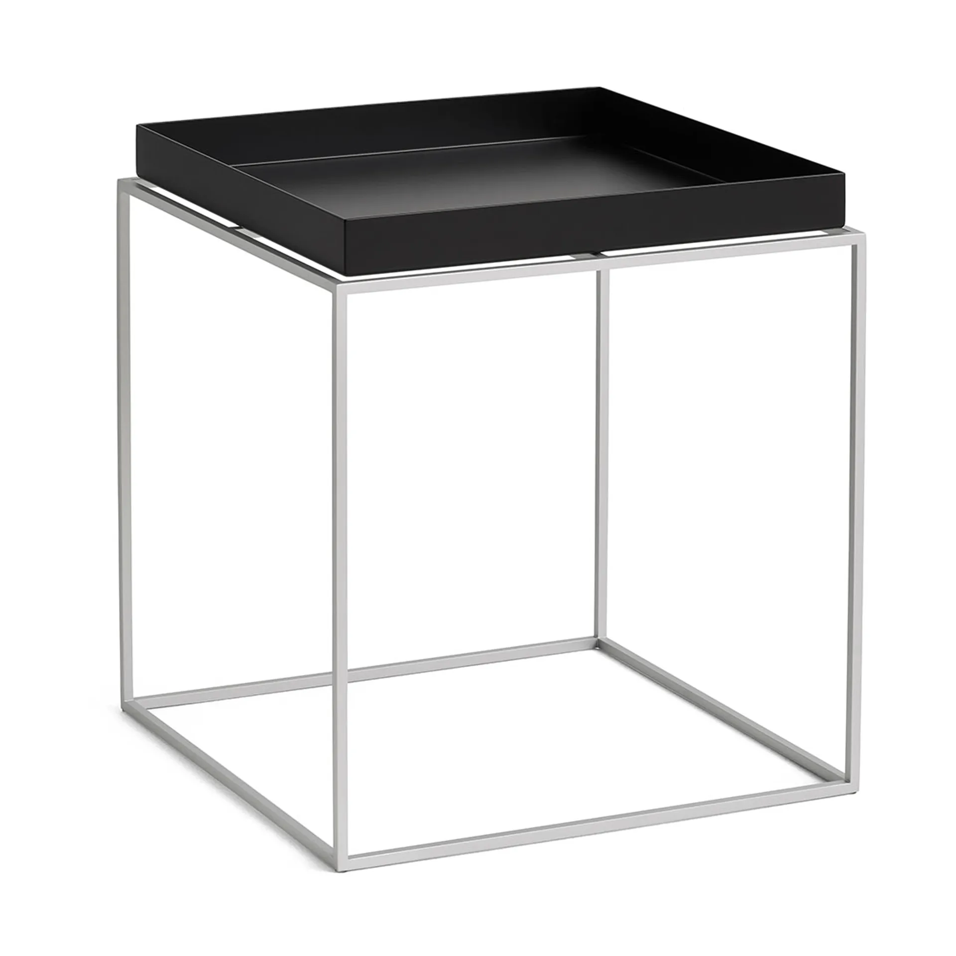 Tray Table tavolino medio, Black-silicone grigio, 40x40x44 cm HAY