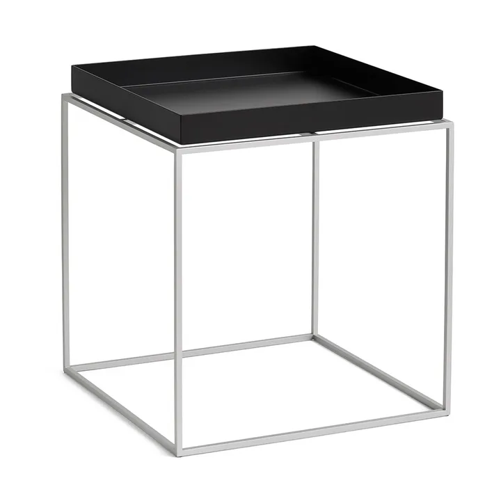 Tray Table tavolino medio - Black-silicone grigio, 40x40x44 cm - HAY