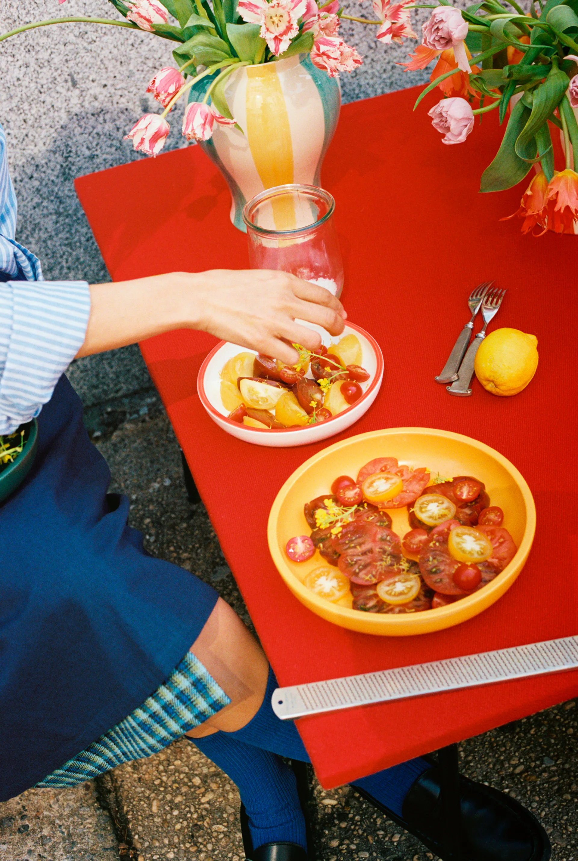 Vaso Sobremesa stripe L 25 cm, Verde-giallo HAY